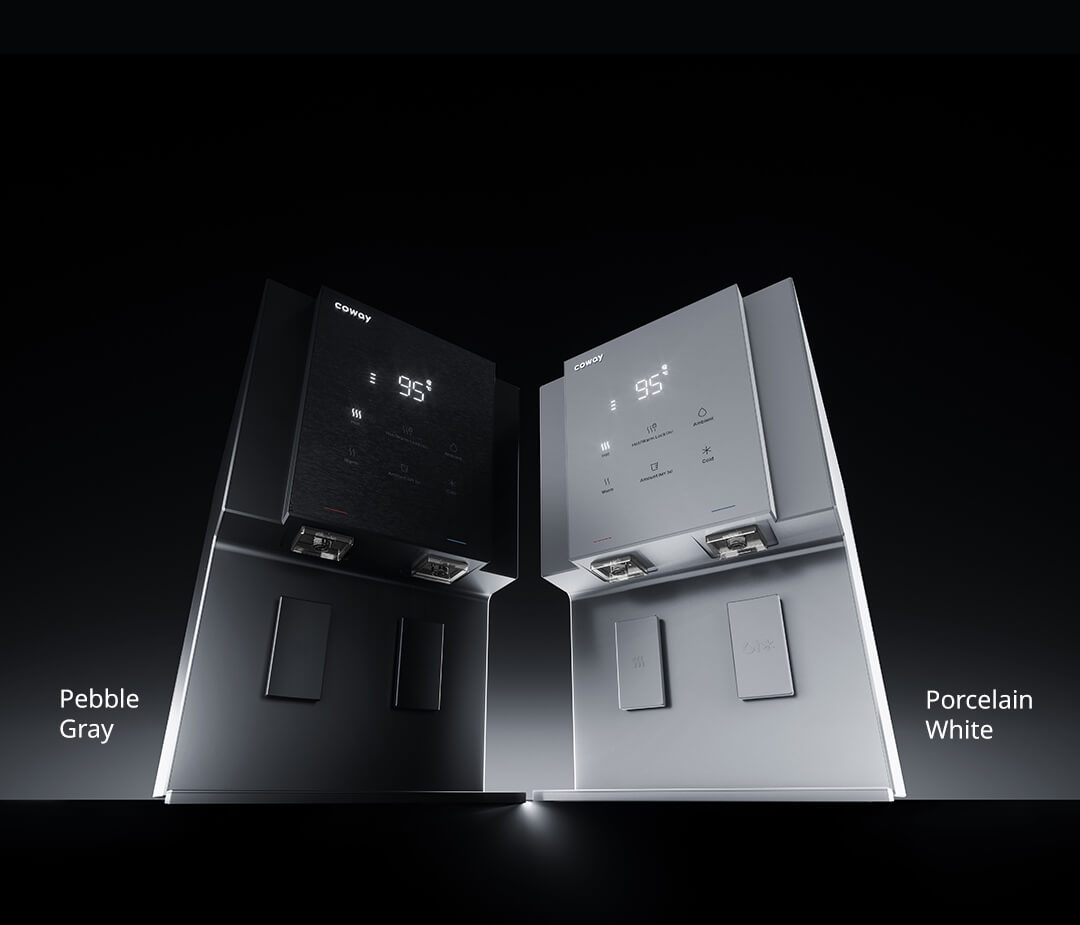 coway-Villaem3-water-purifier-in-pebble-gray-porcelain-white-2 colors